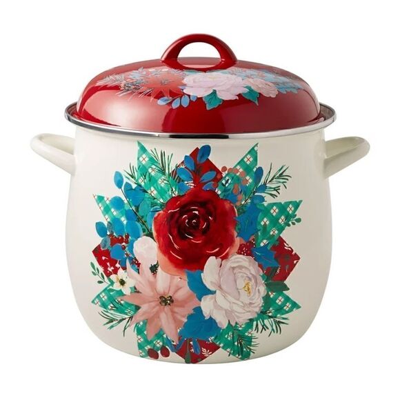 đŚâNewâPioneer WomanâWishfulâWinterâ12-QuartâEnamel-On-SteelâHolidayâStockâPot - Picture 4 of 8